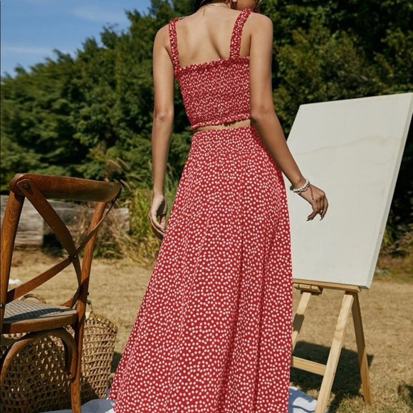 2piece floral split thigh skirt outfit - Picture 4 of 4